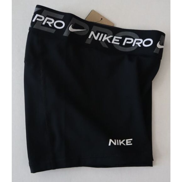 Nike Pro FV7838-010 Women's Sz M Black/White Dri-FIT 3" Biker Shorts - Picture 4 of 5